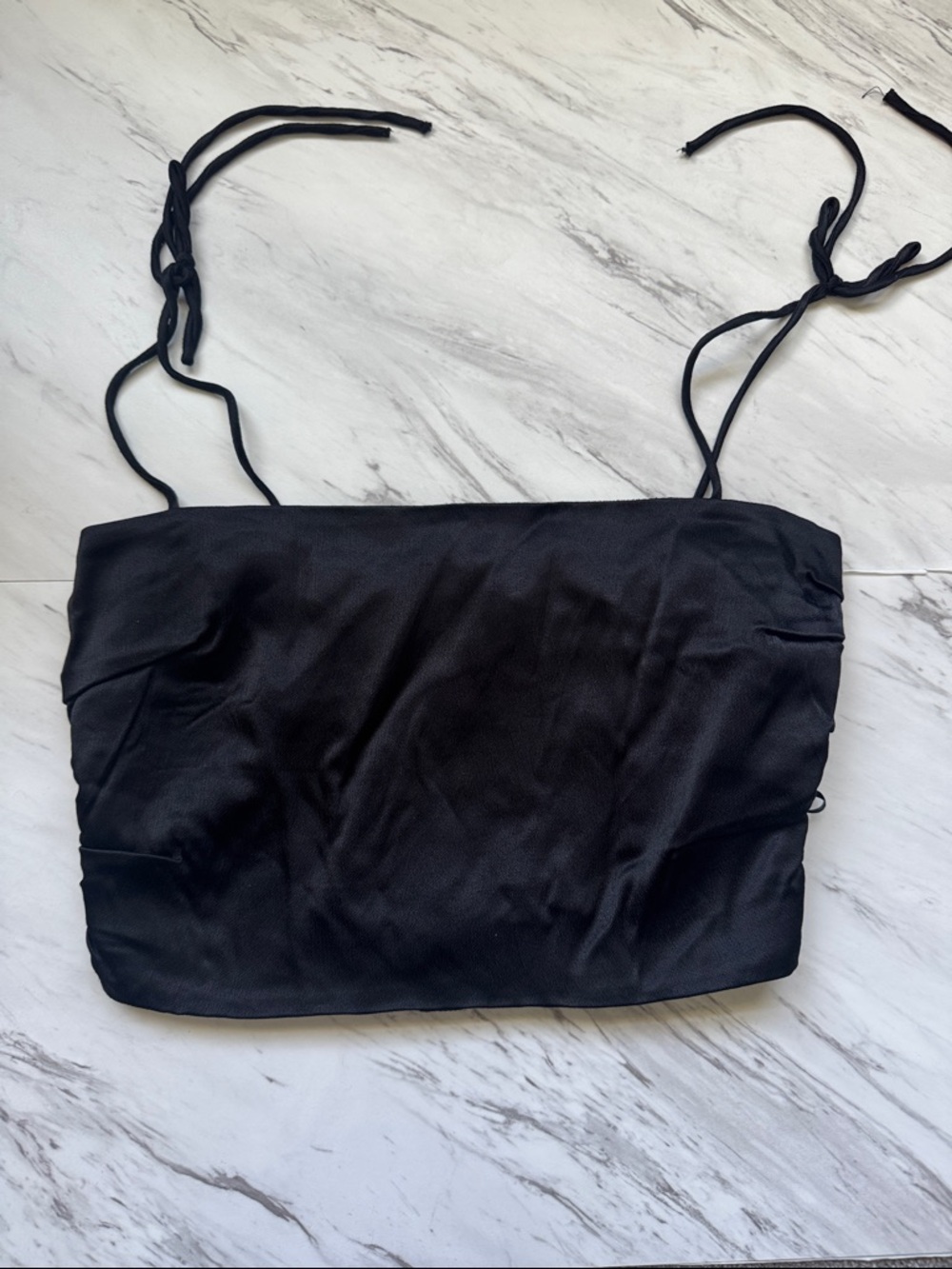Women's Black Tie-Shoulder Crop Top
